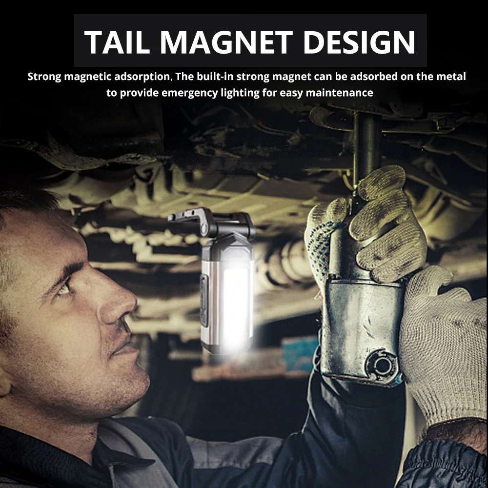 usb rechargeable cob work light super bright led flashlight portable camping lamp with tail magnet waterproof adjustable lantern free global shipping