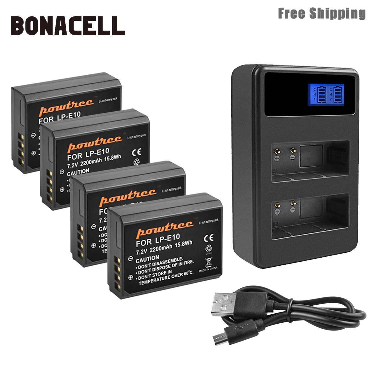 Батарейка Bonacell 2200 мАч для Фотоаппарата Canon 1100D 1200D 1300D Rebel T3 T5 KISS X50 X70|Цифровые