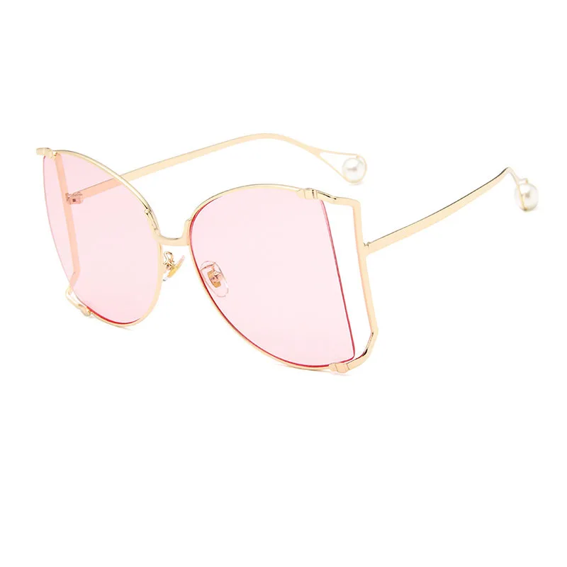 

2022 New Half Frame Brand Designer glasses Women Square Pearl Sunglasses for Female Fashion Oversized Clear Pink Eyewear Ladies