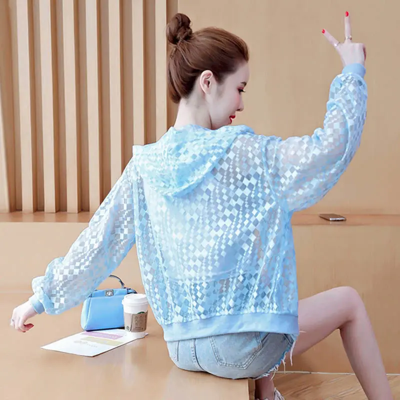 

2021 Women Spring Summer Elegant Bomber Jacket Ladies Zipper Hooded Long Sleeve Casual Sunscreen Jacket Female Solid Jacket I468