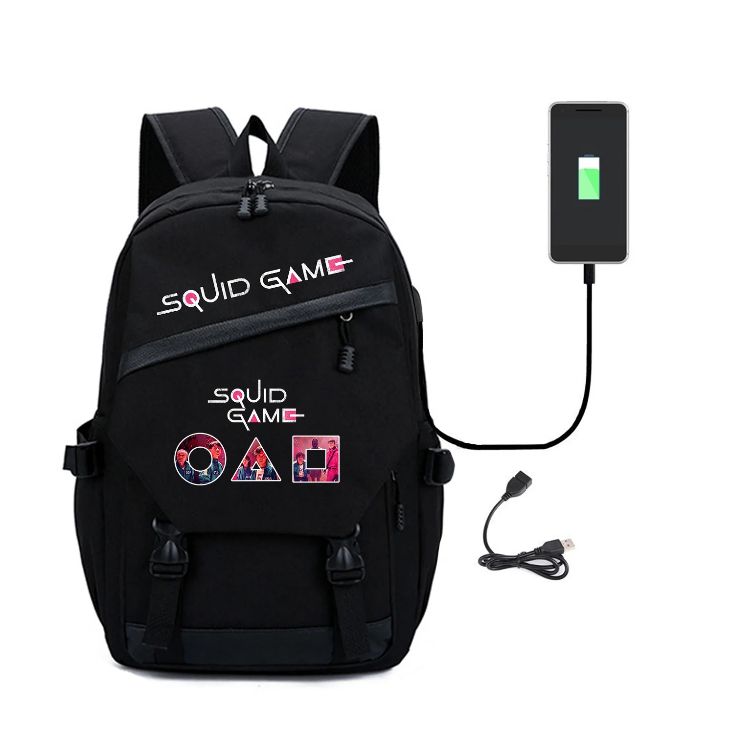

Backpack Squid Game Cosplay Korean Drama Merch USB Large Capacity Schoolbag Bookbag Travelbag Laptop Shouolderbag Students Bag