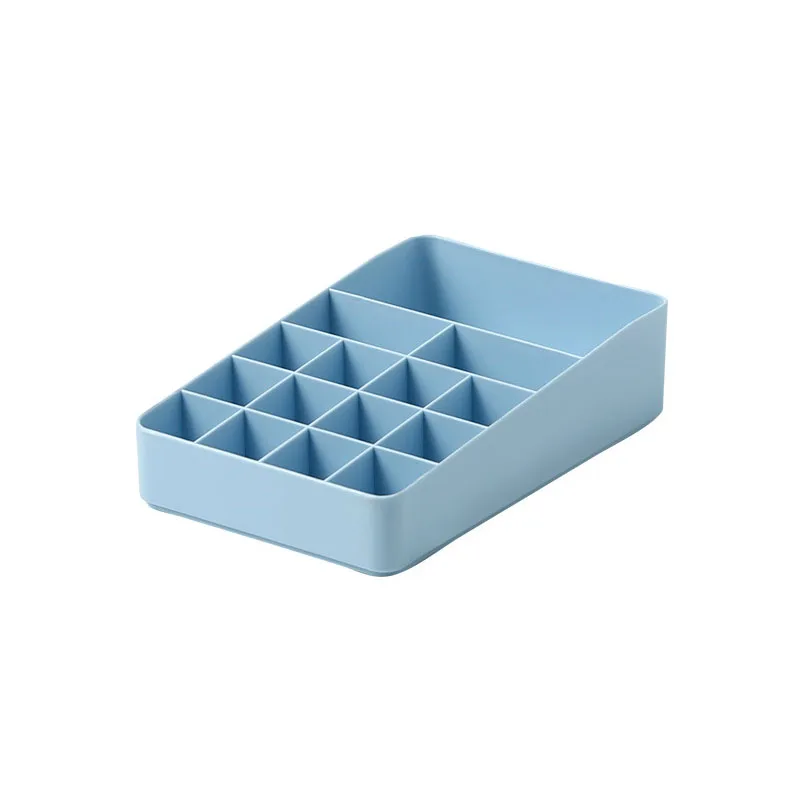 a blue YiCleaner, пластиковая косметичка, органайзер для хранения косметики, настольный чехол для хранения губной помады, лака для ногтей, держатель для кистей, коробки для ванной комнаты - Цвет: a blue