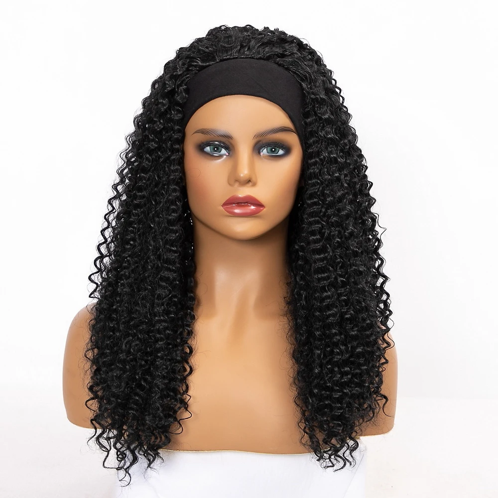 Yiyaobess Auburn Black Long Curly Headband Wig Women Synthetic Hair Cosplay Natural African American Wigs Perruque Bandeau Femme | Шиньоны и