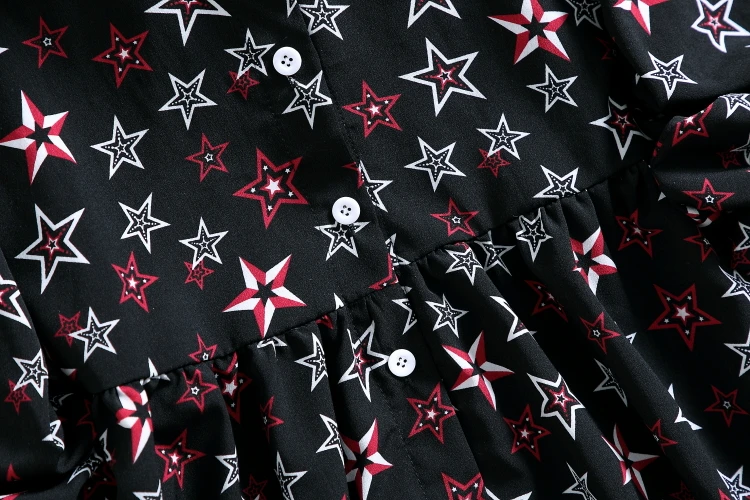 Женское платье с длинным рукавом винтажное принтом в виде звезд воротником Питер