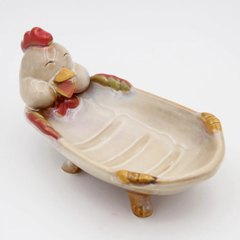 Creative Pastoral Animal High-temperature Ceramic Soap Box with Drain Port Three-dimensional Key Tray Storage Basin Decoration | Дом и сад