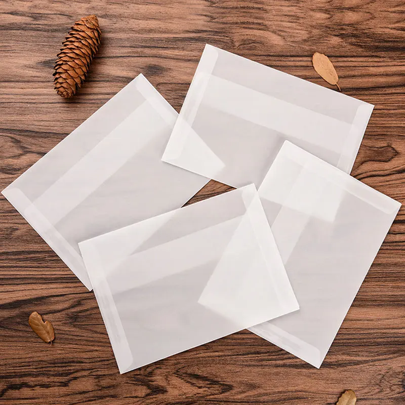 20 шт./партия белый прозрачный сульфат бумажные открытки с конвертом Рождество