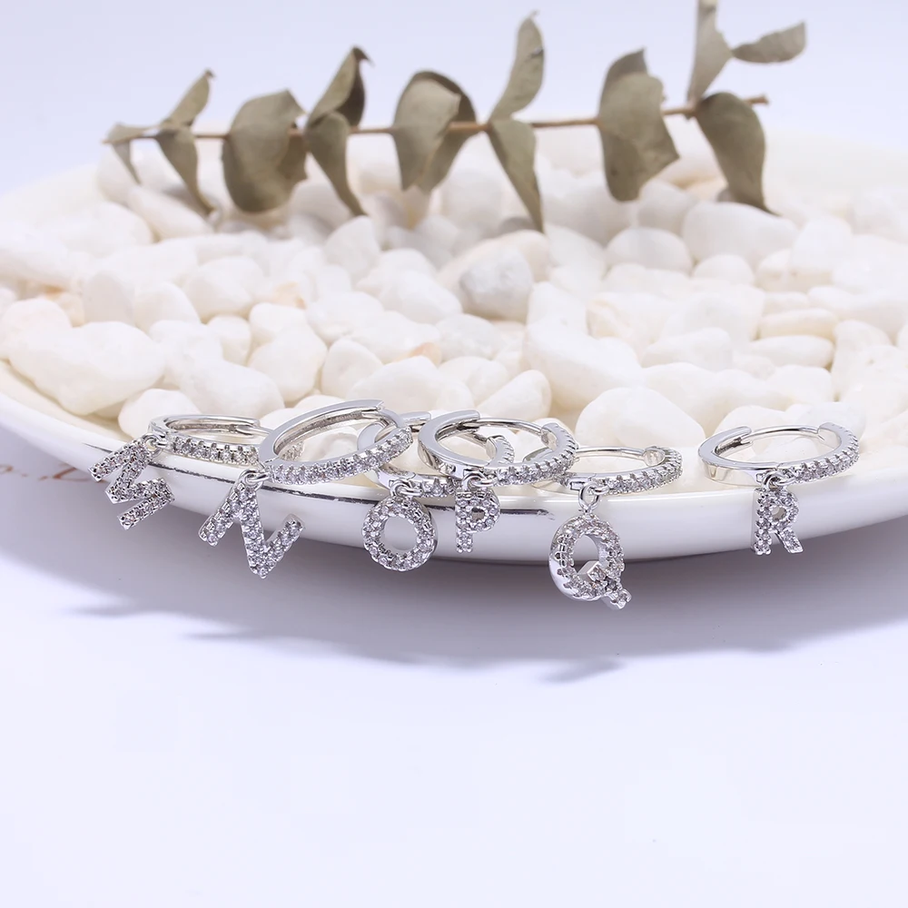 Модные циркониевые буквы с кристаллами инициалы серьги алфавит имя Diy для женщин