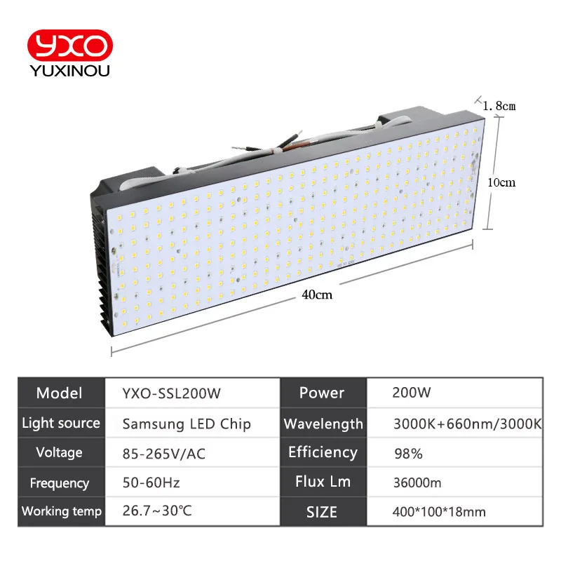 Сверхъяркая Светодиодная лампа Samsung quantum LM301B LM301H 200 Вт с регулируемой яркостью УФ