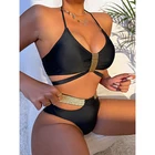 Купальник-бикини с лямкой на шее и высокой талией, 2022