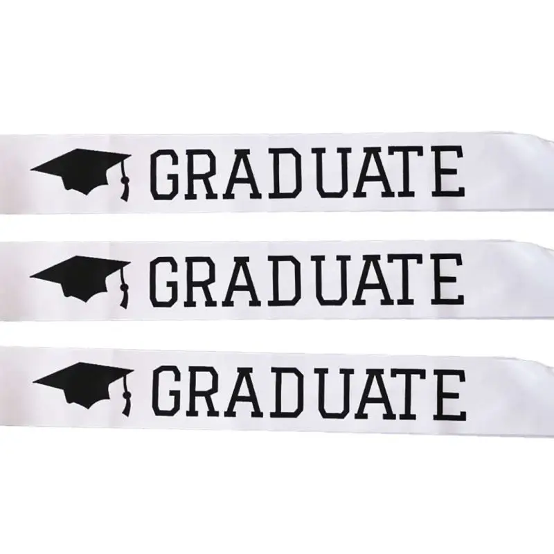 

White “Graduate” Graduation Sash Funny Graduation Gifts For Boy Or Girl 2020 Graduation Celebration Party SuppliesHOT