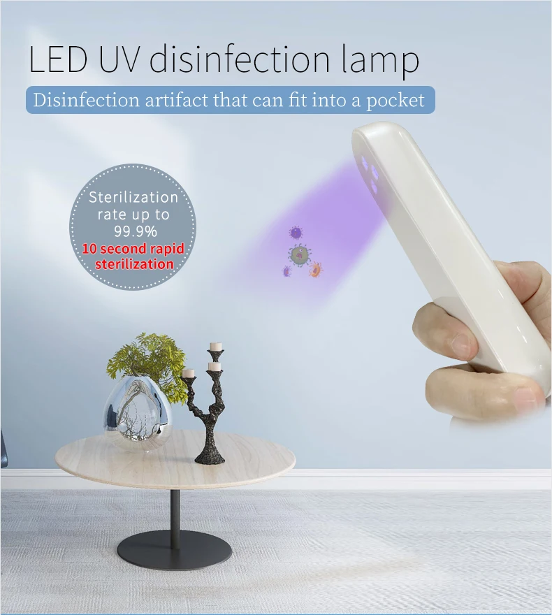 

Handheld Ultraviolet Light usb Portable uv Sterilizer Wand uvc Disinfection Lamp Germicidal Stick for Home Office Use Kill Virus