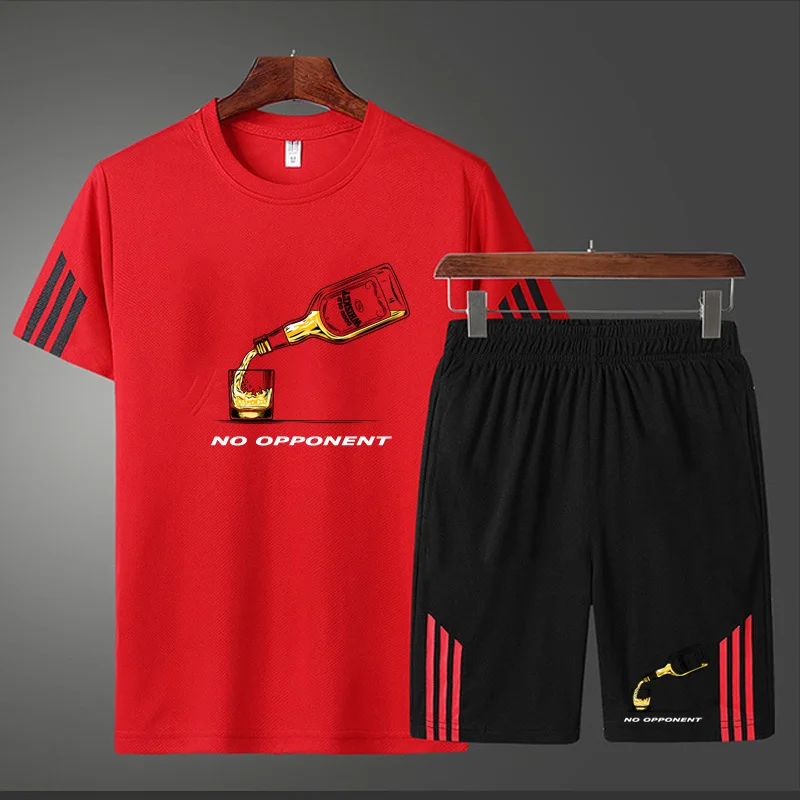 

Men's T-Shirts Sets Tracksuit Casual Sweatshirt male Clothing Homme Street Jogging basketball Tee Top short Sleeve T-Shirts