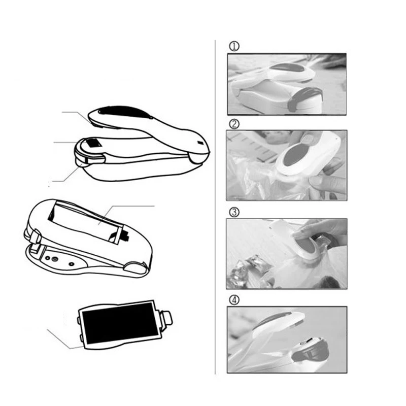 Portable Bag Clips Handheld Vacuum Sealer Mini Electric Heat Plastic Bag Sealing Household Machine Food Saver Bags Package