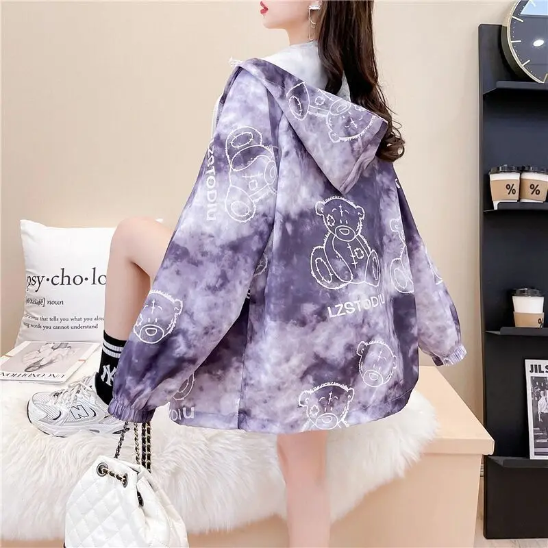 

Hooded short Korean style loose small coat women spring and autumn thin sunscreen clothing spring