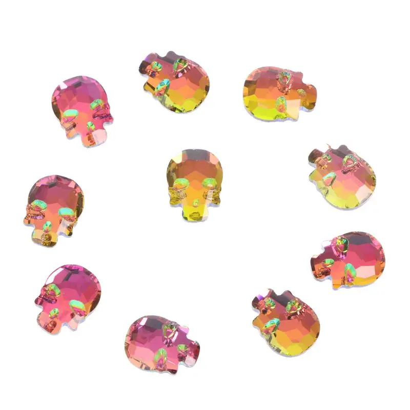 

10Pcs 3D Halloween Retro New Design Skull Nail Art Decoration Crystal Rhinestone X7JA