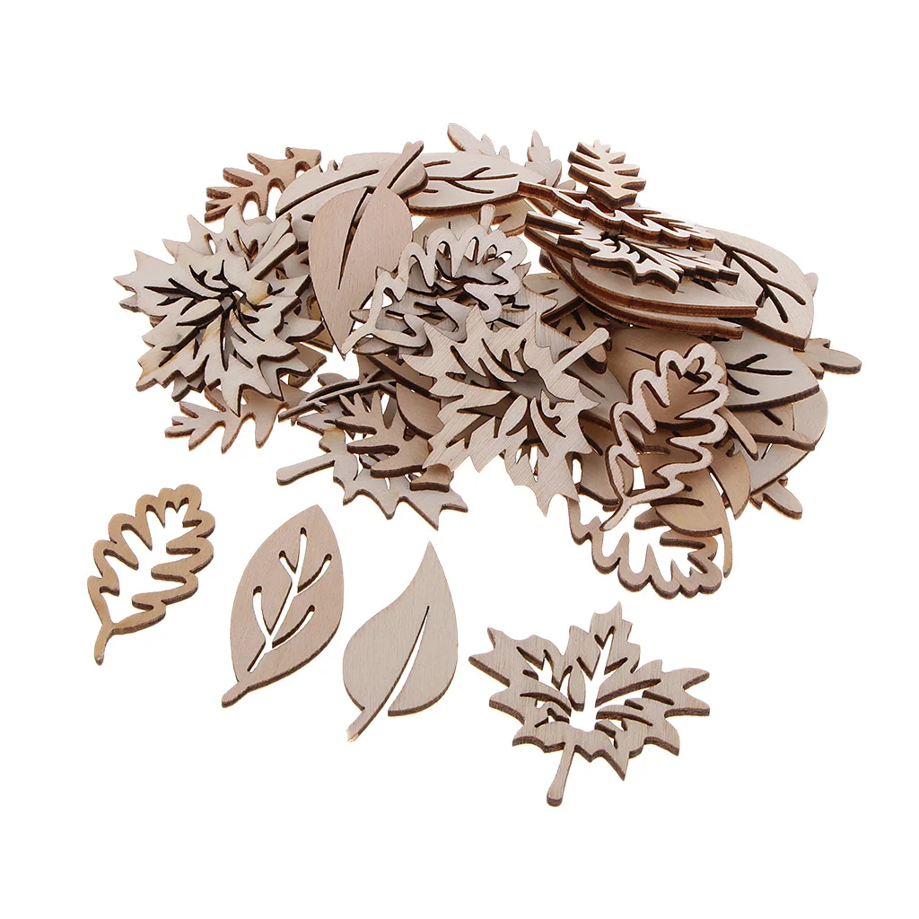 Набор из 50 деревянных в форме листьев для рукоделия деревянная бирка декупажа |