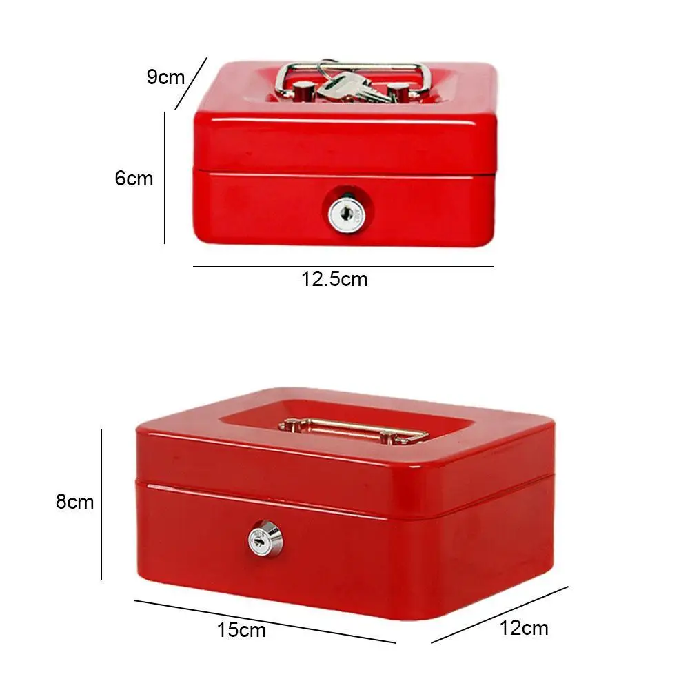 

Storage Box Metal Steel Piggy Bank Safety Carry Drawer Coin Tray With Box Secret Cash Cash For Money Deposit Key H5G8