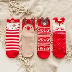 Женские рождественские носки, осенне-зимние красные рождественские носки с 3D рисунком из мультфильма, Милые Японские Женские носки-носки с оленем, модель WZ006