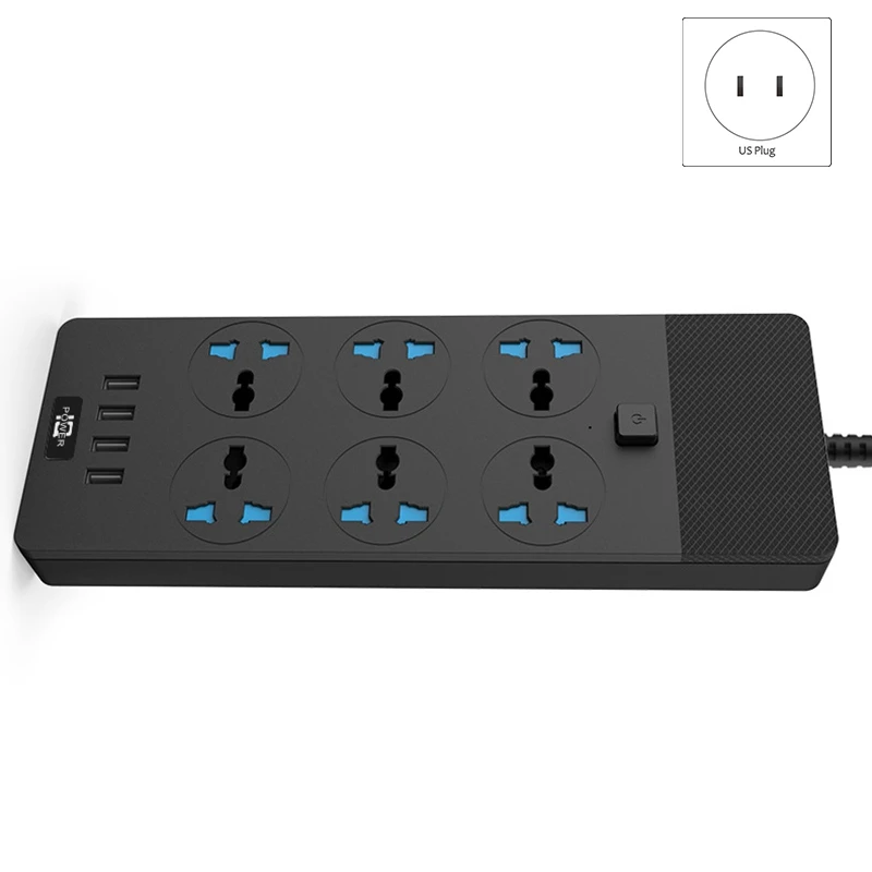 Удлинитель JABS с USB-удлинителем 6 розеток 4 USB-порта настольная зарядная станция для