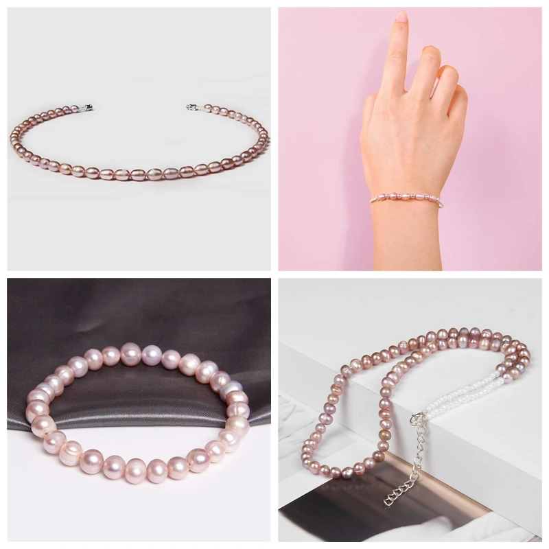 100% Natural Pearl Beads Purple Broque Freshwater Pearls Oval Pink Round Potato For Jewelry Making DIY Craft 14'' | Украшения и