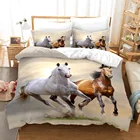 Комплект постельного белья с рисунком лошадей, односпальный, двойной, полноразмерный, Королевский, с рисунком животных, лошадей, Комплект постельного белья, детская, для спальни, 3D 012