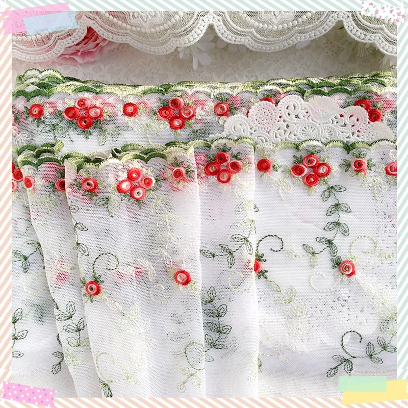 

14 ярдов красная кружевная лента в виде вишни для платья, рукоделия, швейная ткань, отделка одежды, ручная работа, аксессуары для кукол