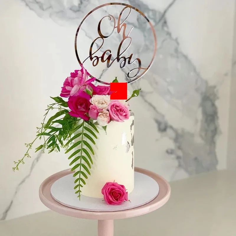 

wholesale 10pcs/lot acylice Oh Baby Cake Topper - Baby Shower For boys and girls gold baby birthday decorations