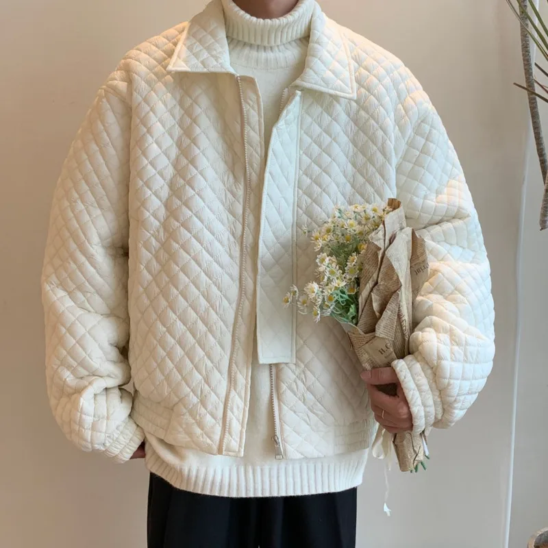 

SYUHGFA Men Clothing Korean Style Cotton-padded Coat 2022 Witner Diamonds Thicken Jacket For Couple Korean Fashion Oversize