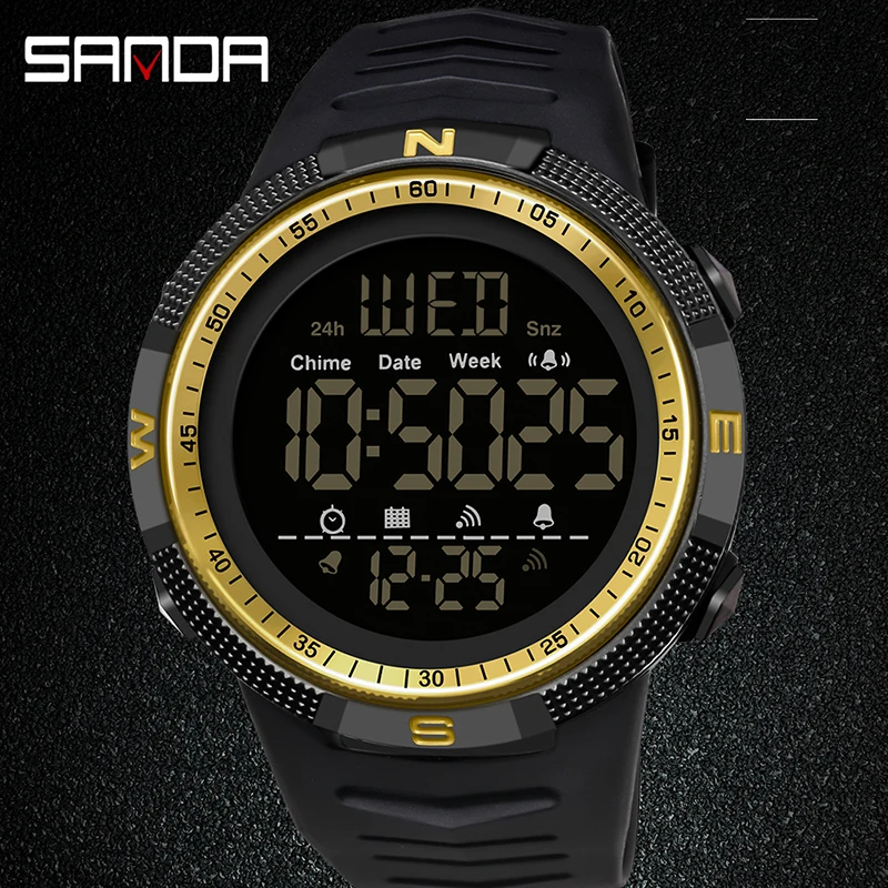 Часы наручные SANDA мужские в стиле милитари модные брендовые цифровые
