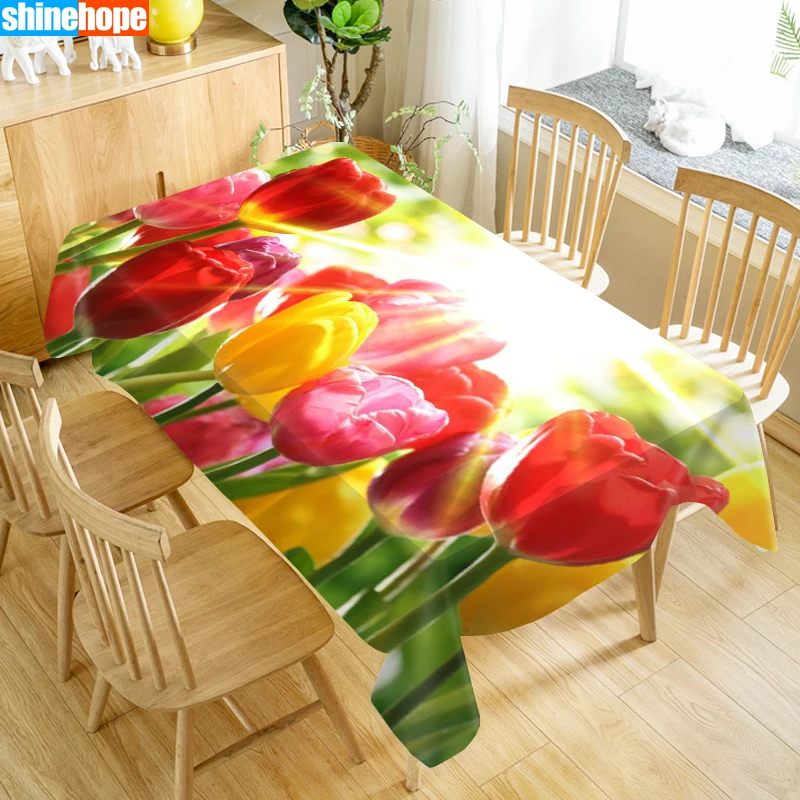 1 шт. 3D Свадебная скатерть букет для стола цветы тюльпаны на день рождения