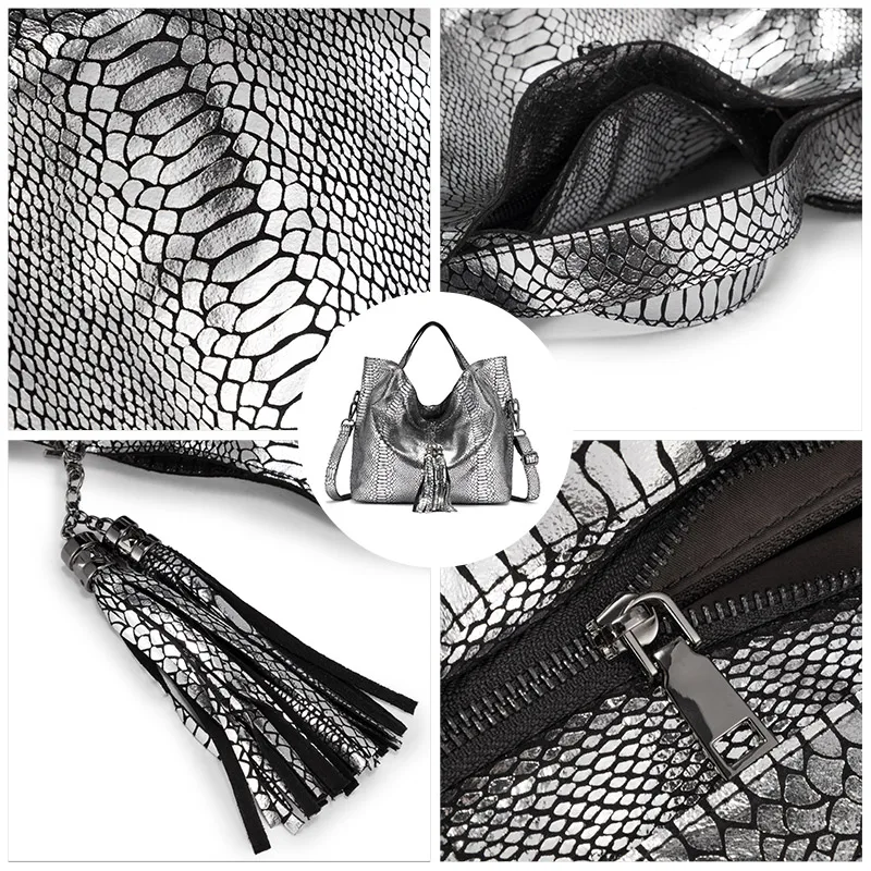 Женская сумка тоут из натуральной кожи с текстурой змеиной кожи| |