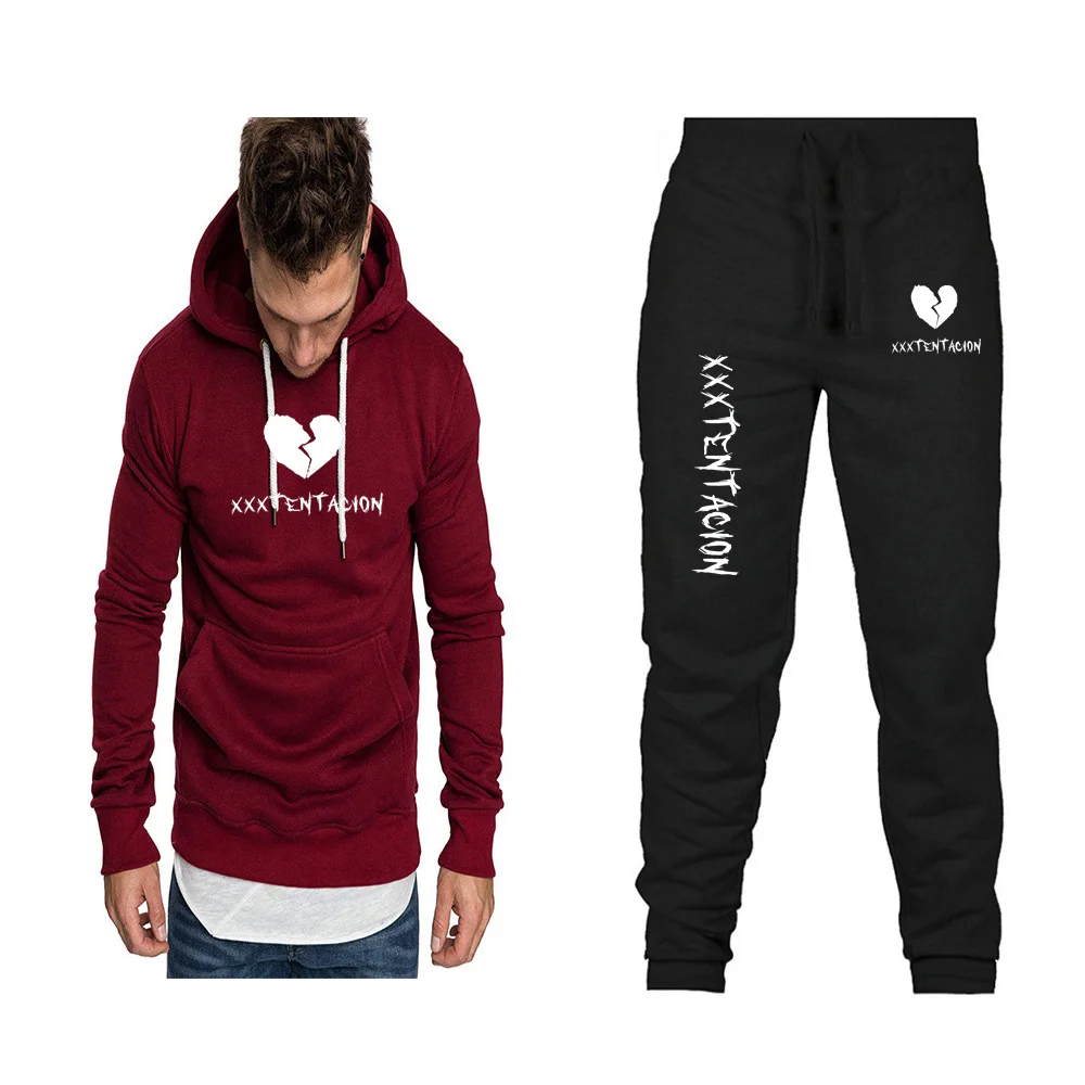 2019 мужской костюм толстовка + брюки из двух частей повседневная одежда мужская