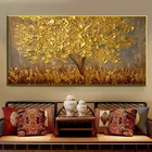 Абстрактная картина маслом с золотым деревом, постер на холсте, современная картина на стену, картина для гостиной, домашний декор, Таблица