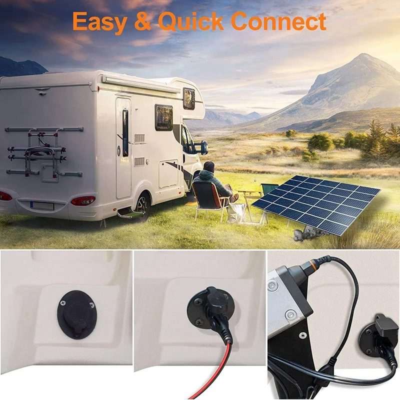 

2Pcs SAE Power Socket Sidewall Port Connector 12AWG SAE Cable Connector with 8 Screw for Solar Generator Battery Charger