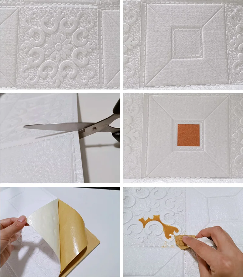 

Bedroom warm wallpaper kitchen ceiling ceiling soundproof self-adhesive wallpaper decorative foam board wall renovation 10pcs