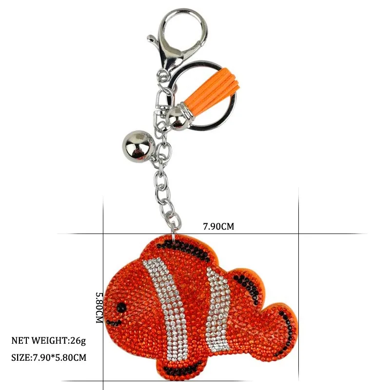 Брелок в виде рыбы-клоуна стразы с кристаллами брелок для автомобиля украшения