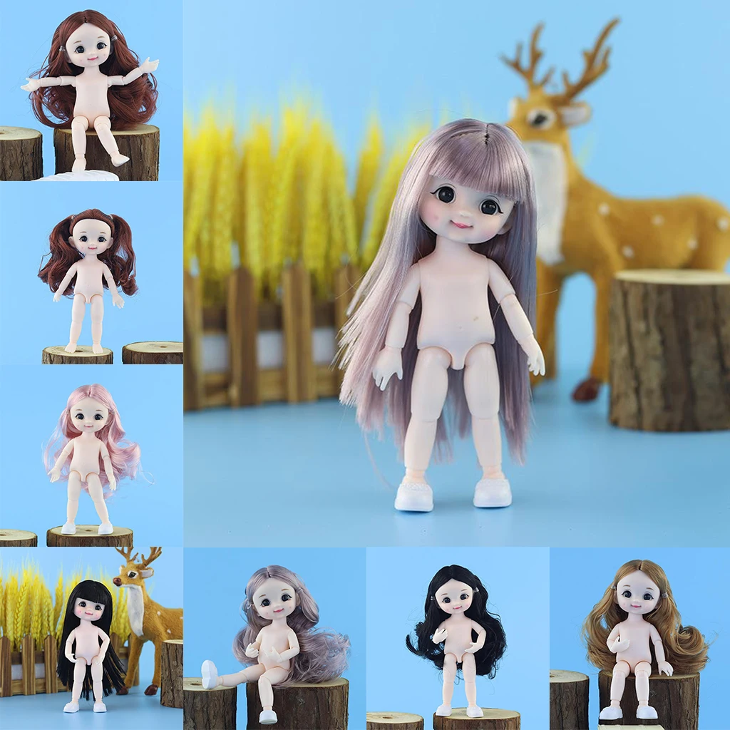 Мини кукла 16 см Bjd 13 шарнирных кукол игрушки для девочек голая с волосами телесное