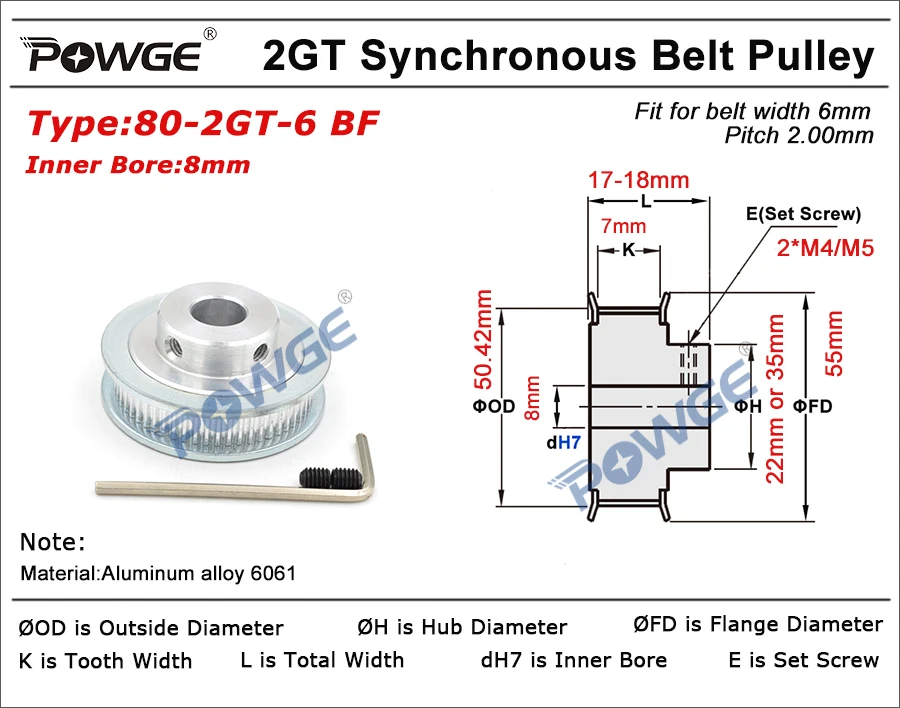 POWGE комплект синхронного шкива GT2/2GT 16 T: 60T 20 T: 60T 30 T: 60T 40 T: 60T понижающий коэффициент скорости зубчатый шкив 200/280 мм