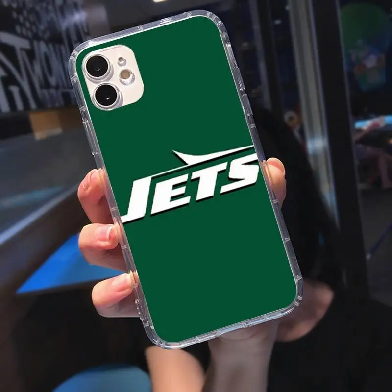 

N-New York Jets Soft Phone Case Transparent Case For Iphone 6 6s 7 8 Plus XR X XS 11 12 Pro Max
