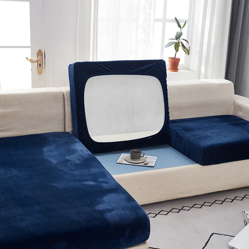 Бархатная мягкая диванная подушка стрейчевый чехол для дивана однотонное