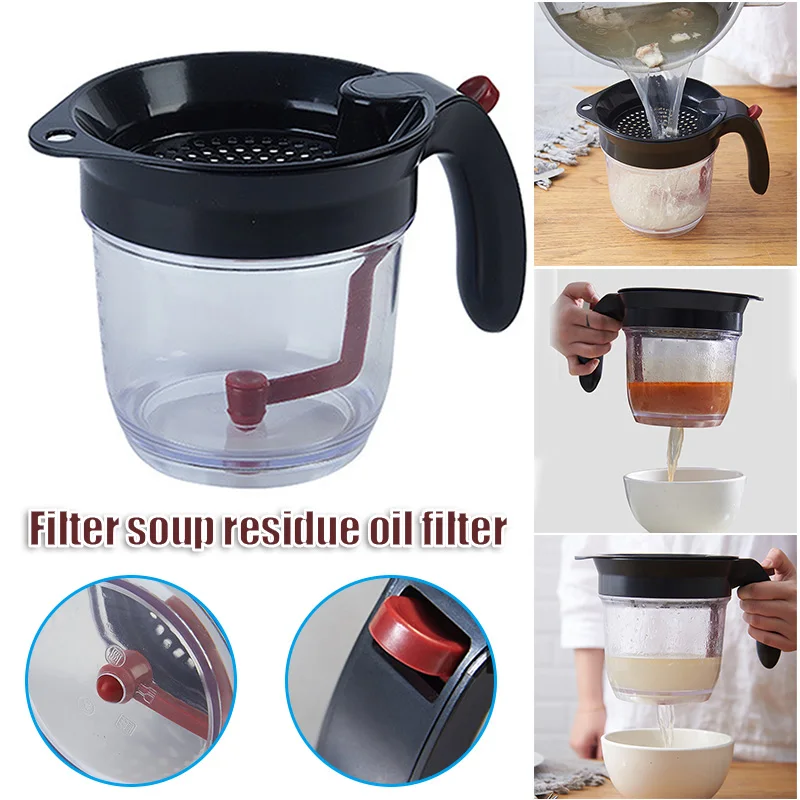 

Oil Soup Separator with Bottom Release Measuring Cup with Filter Durable Washable Detachable Convenient Suit for Kitchen _WK