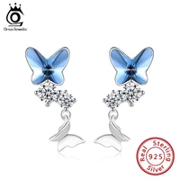 orsa jewels 925 sterling silver cute earrings jewelry earrings cz butterfly crystal stud earrings for women jewelry gift swe05