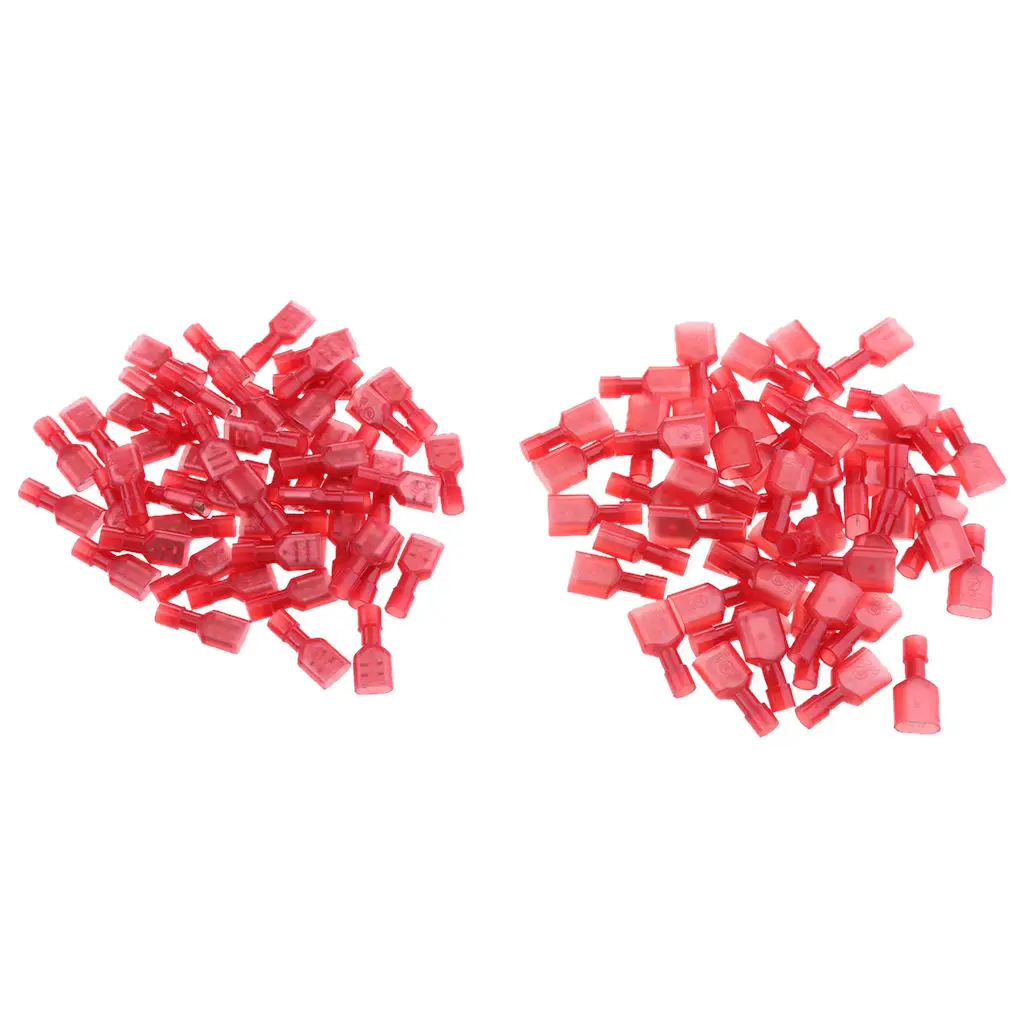 

100 Pieces Fully Female & Male Spade Terminals Crimp Connector 22-16AWG
