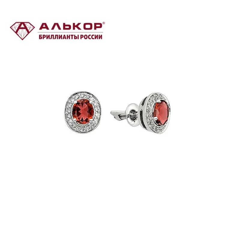 Серебряные серьги-пусеты Алькор 02-0264/00GR-00 | Украшения и аксессуары