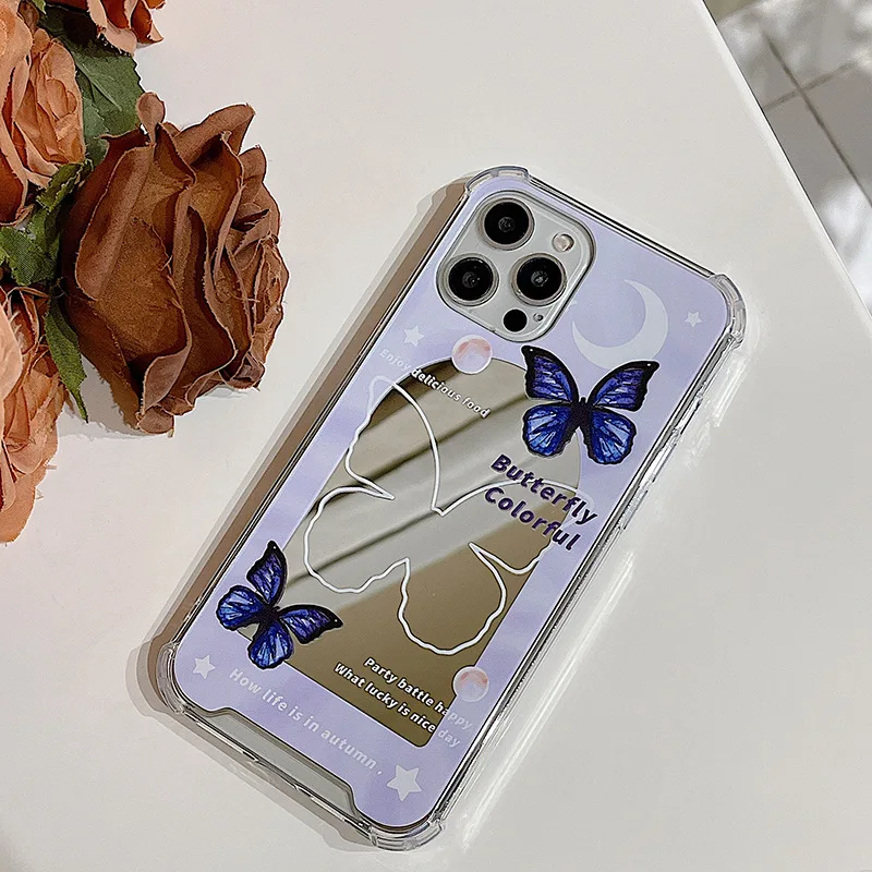 

Fantasy Butterfly Mirror Phone Case For iphone 12 Mini 13 11 Pro XS Max X XR 13 Pro SE 2020 7 8 Plus Clear Cover iphone13 Case