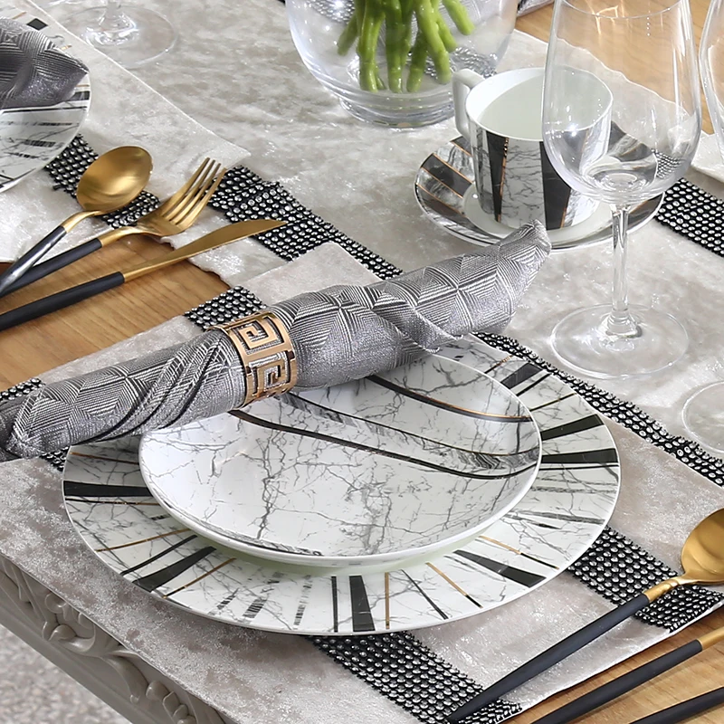 Европейские тарелки с мраморной текстурой керамический Обеденный набор