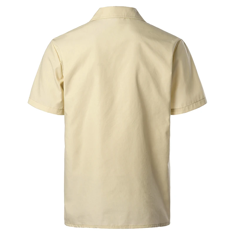 

Men's embroidery patchwork shirt casual multi-pocket men's short-sleeved shirt