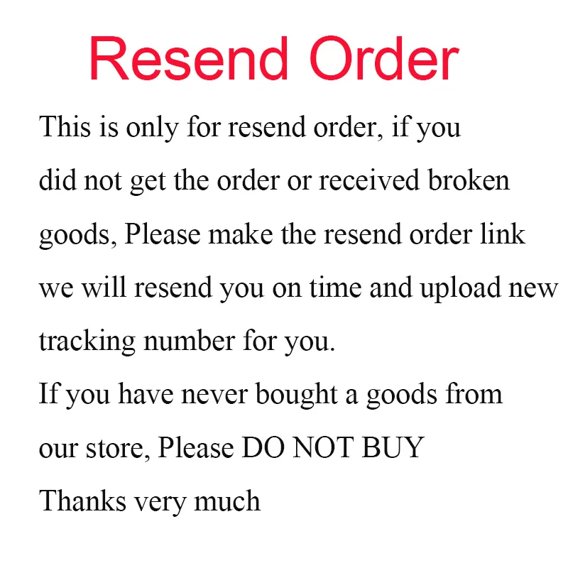 

This is Only For Resend Order,Please Make an New Order of This Link Page.We Will Resend You and Upload New Tracking Number