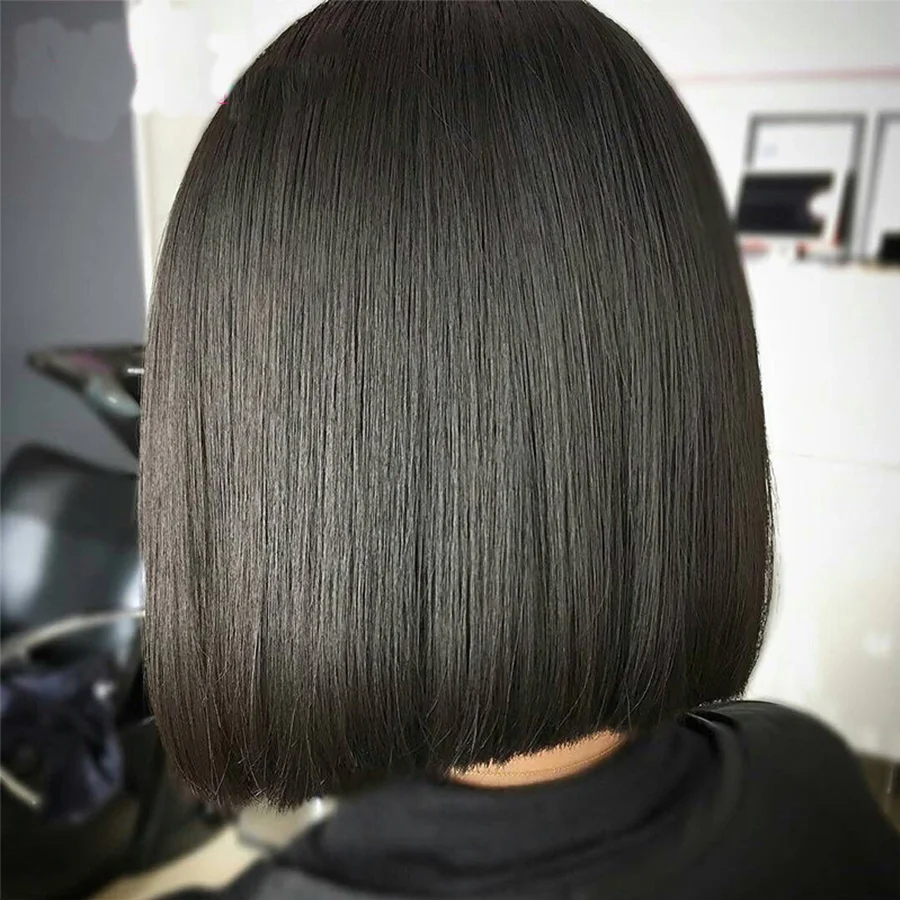 4x4 Remy Bob короткие парики с закрытием бразильские волосы без клея для черных женщин