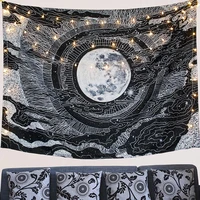 seven stars moon and star tapestry macrame wall hanging psychedelic mountain mandala tapestry boho decor hippie wall carpet